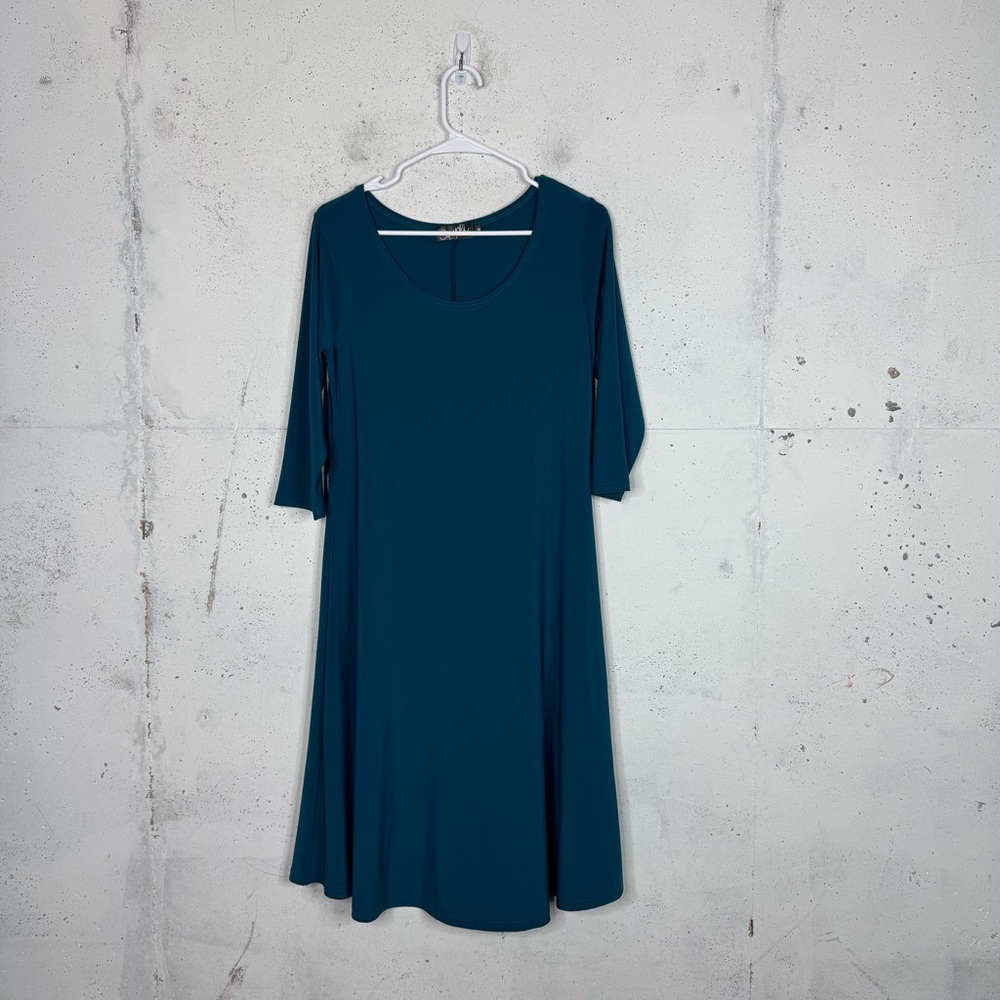 Sympli 3/4 Sleeves Fit & Flare Dress Scoop Neck Size 8